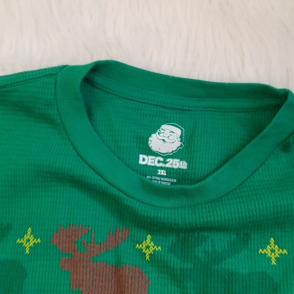 Dec.25th Ugly Sweater Thermal Shirt Size XXL - Picture 4 of 5